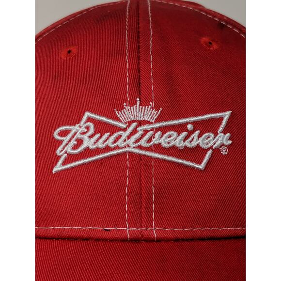 Budweiser Beer Strapback Hat Size OSFA Red Embroidered Logo SEE DESC - Picture 3 of 12